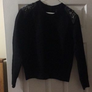 J. Crew Black Wool Jeweled Sweater Sz M